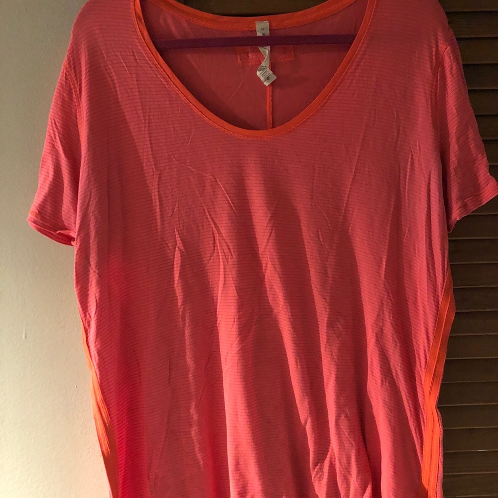 Orange Lululemon striped T-Shirt